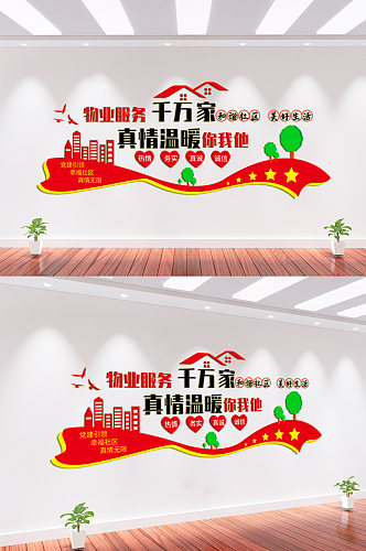 红色物业服务文化墙
