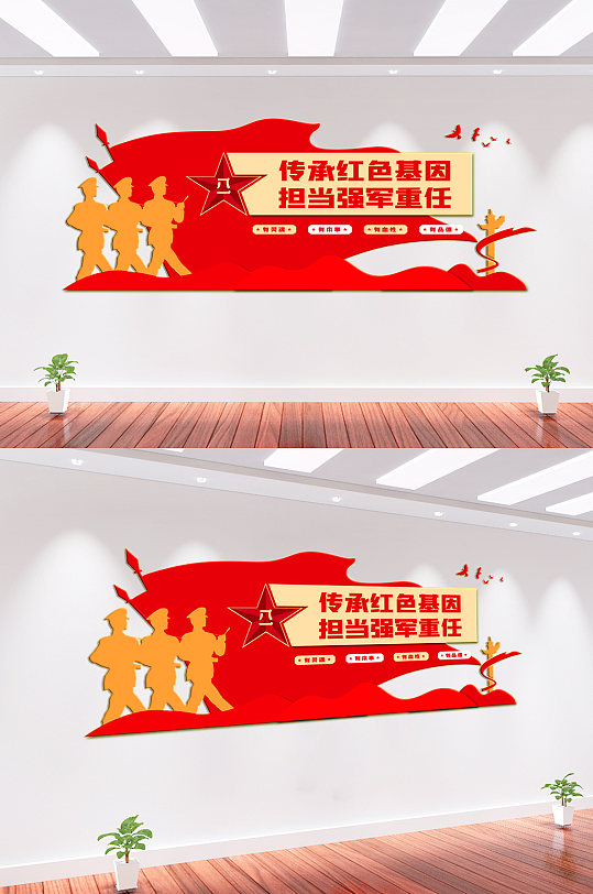 传承红色基因党建文化墙