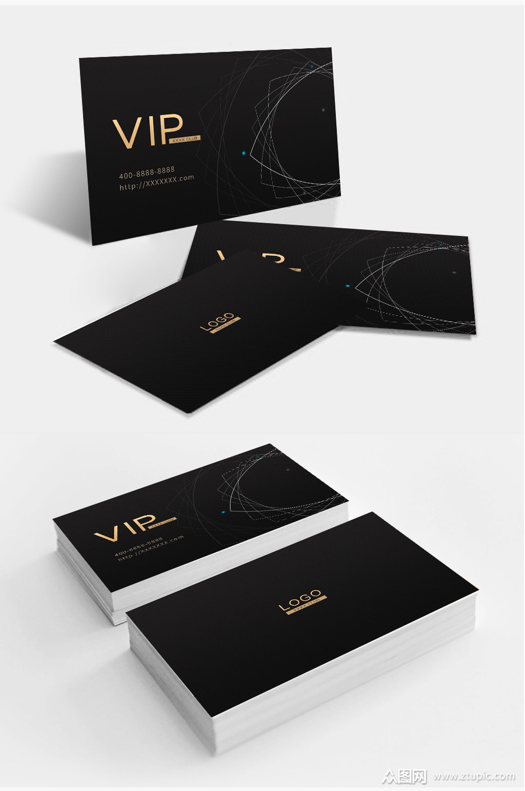 黑色高档商务vip卡名片模板下载-编号3355273-众图网