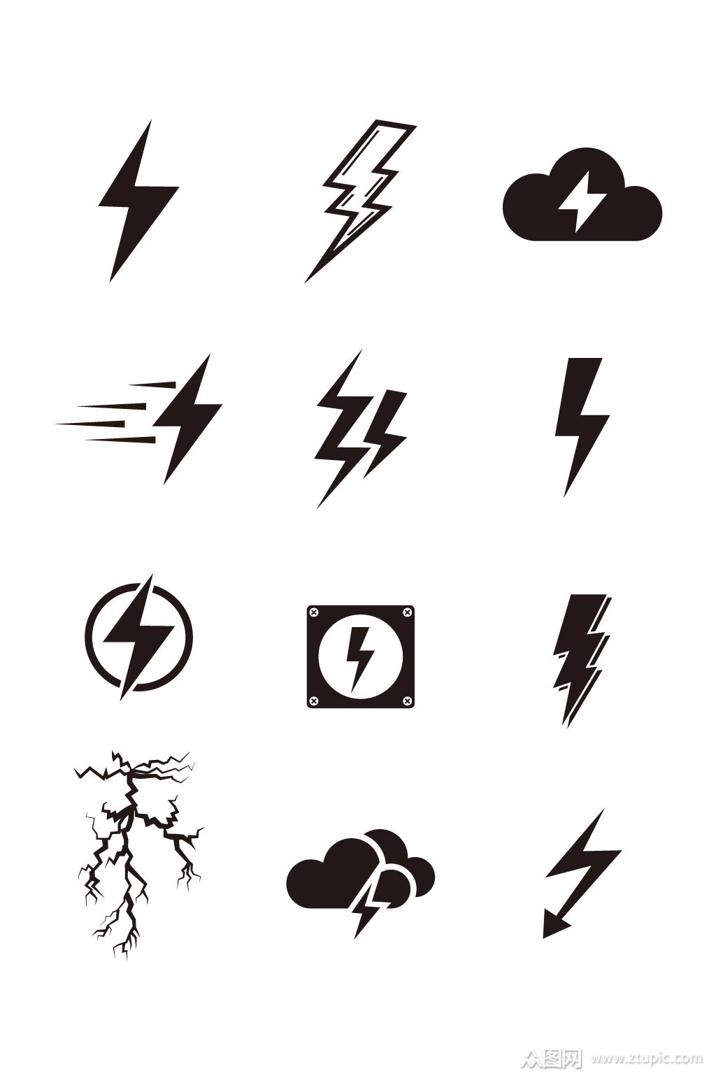 打雷闪电天气图标