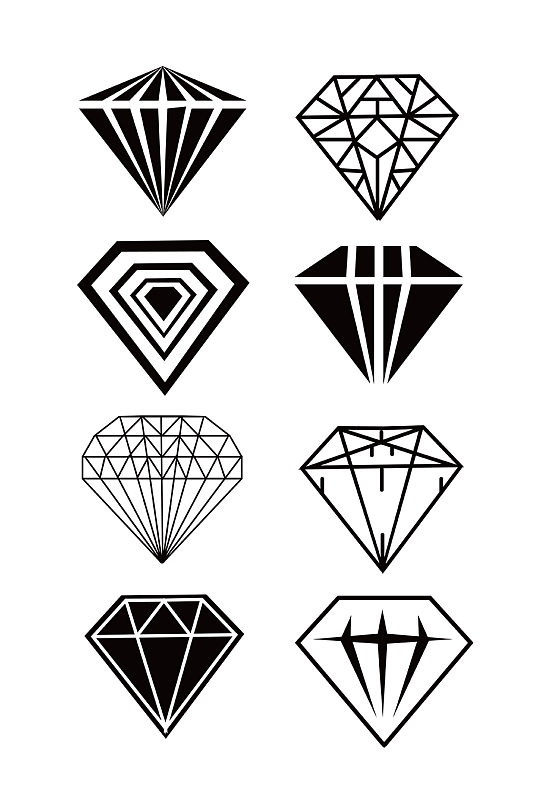 黑白钻石设计素材png-众图网