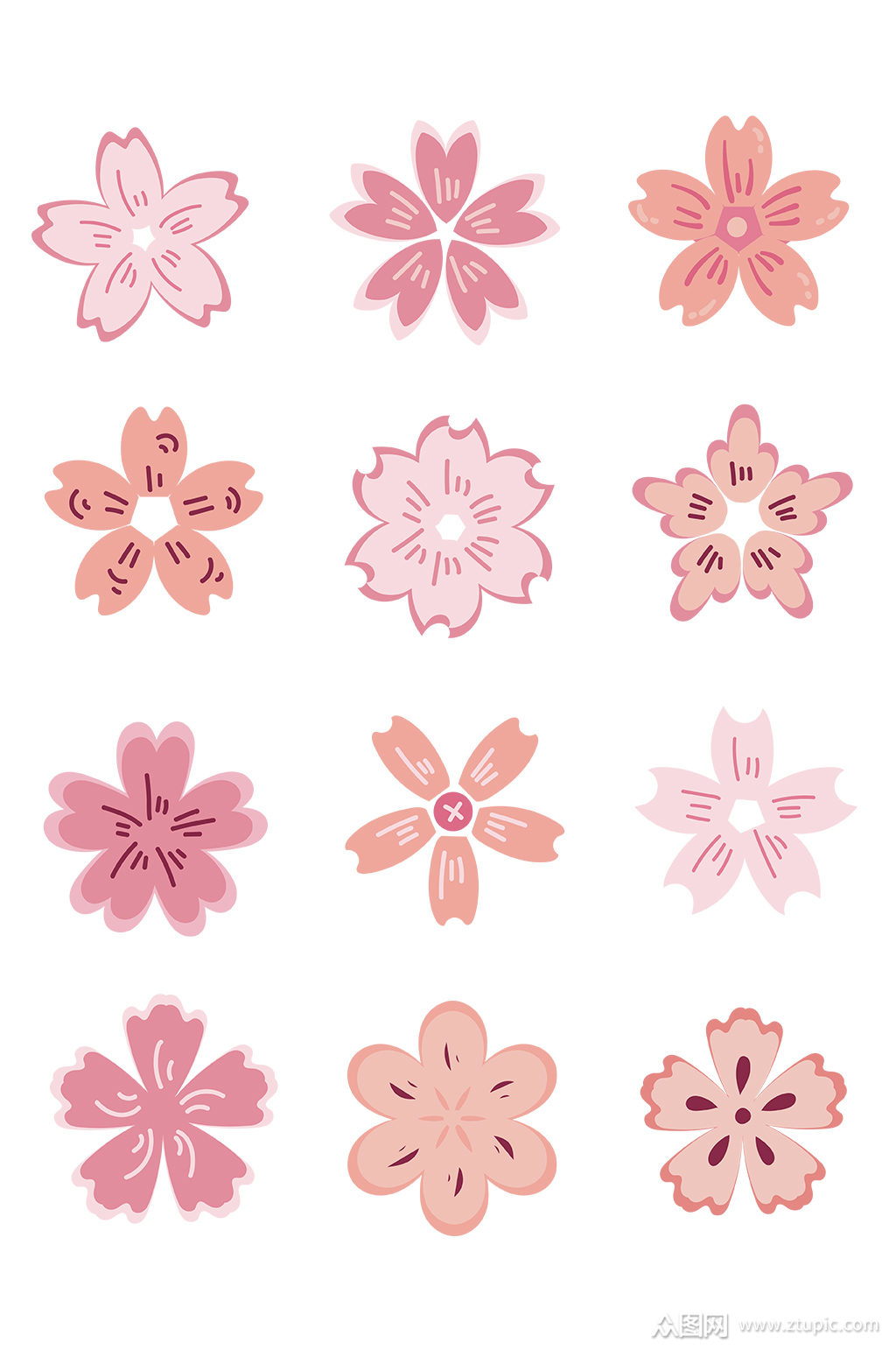 手绘樱花免抠素材