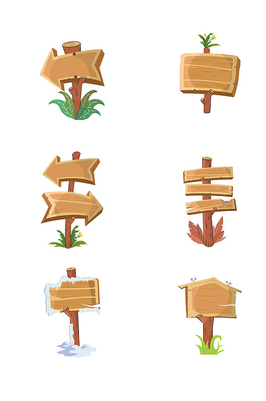 黄色木板指示牌插画