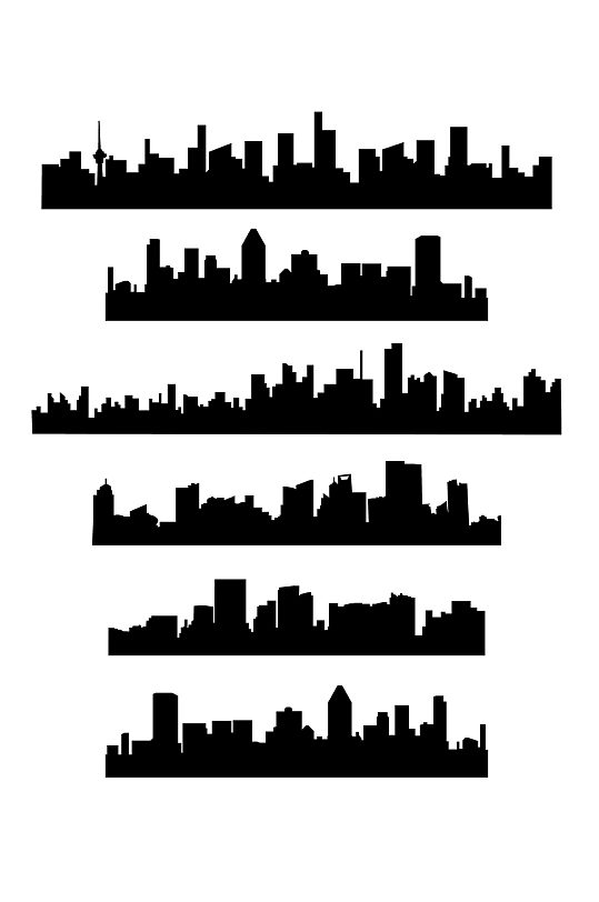 扁平化黑色城市剪影设计