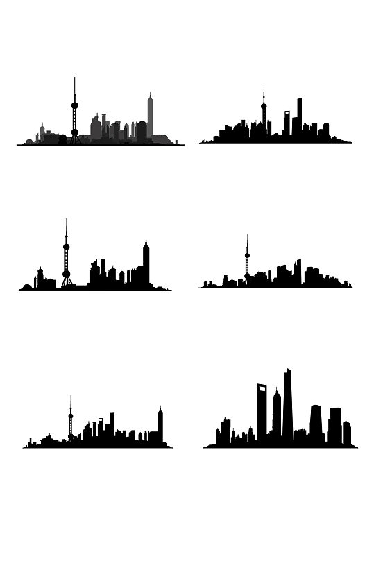 上海都市建筑剪影元素-众图网