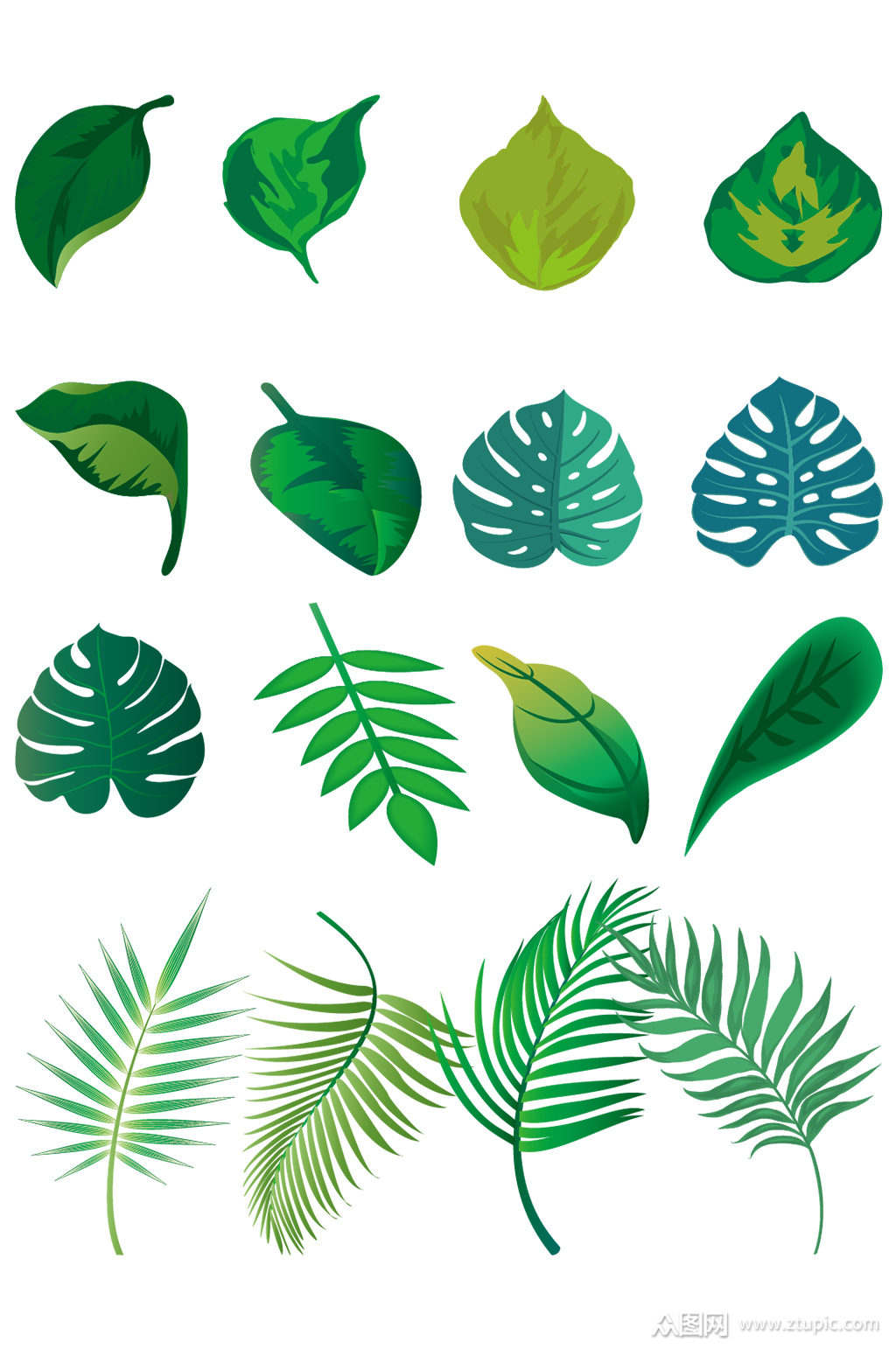 手绘小清新叶子装饰元素素材