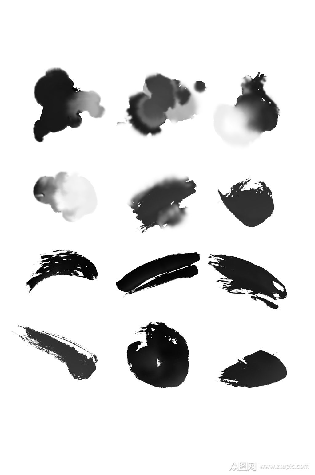 中国风笔触水墨笔刷合集