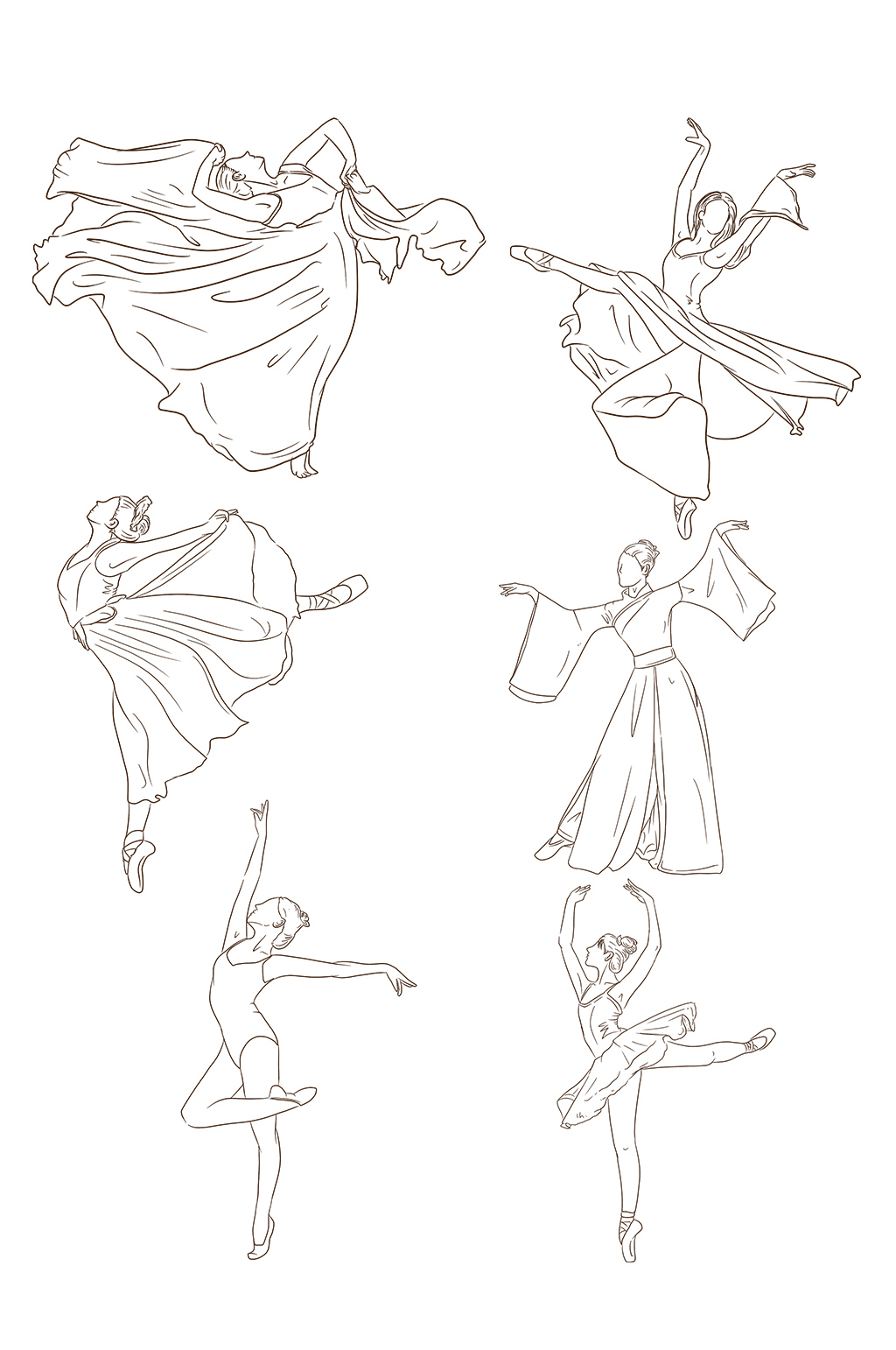 中国舞简笔画卡通图片