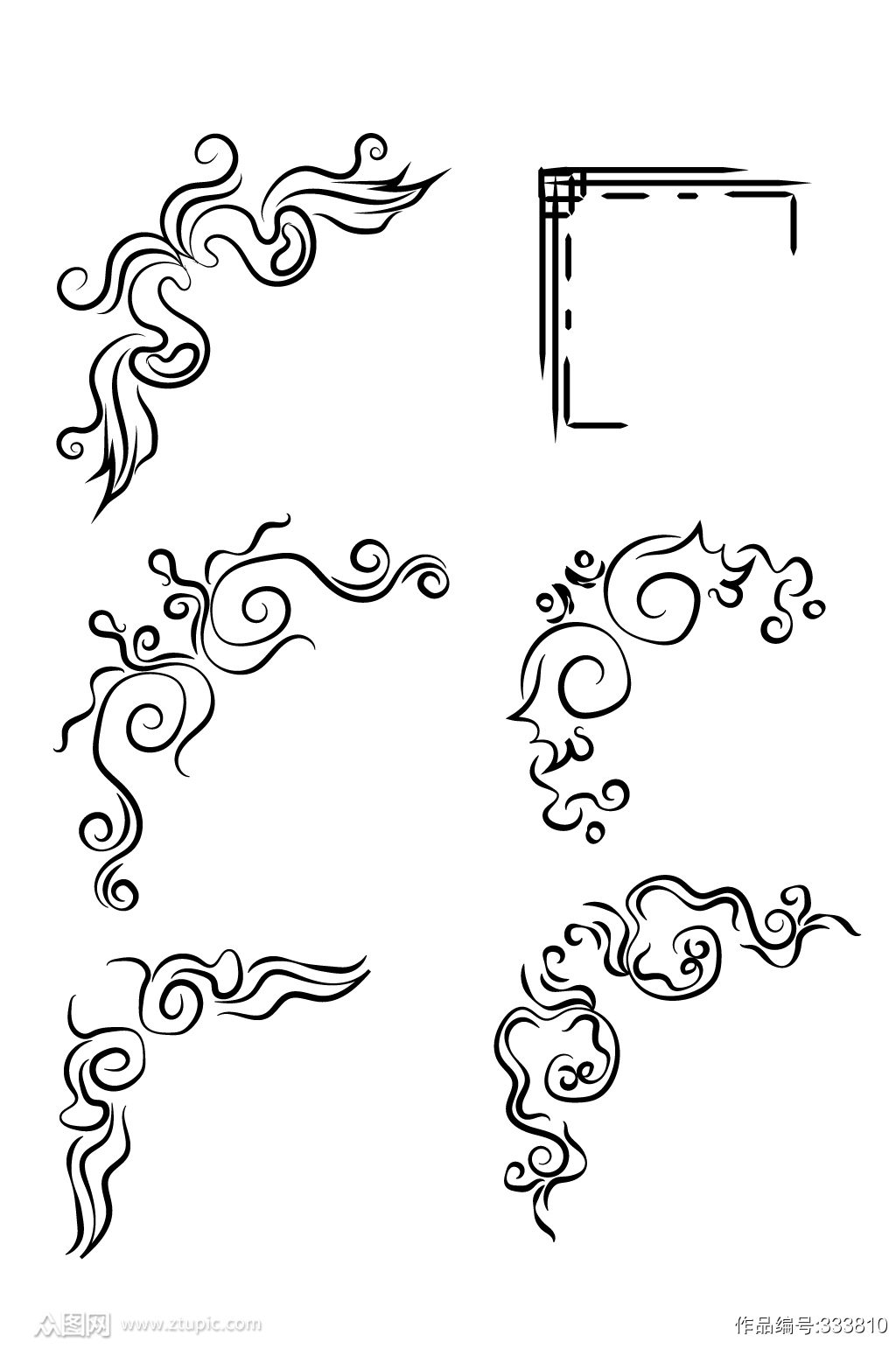 黑白花纹边框角透明元素模板下载 编号 众图网 黑白花纹边框角透明元素模板下载 编号 众图网