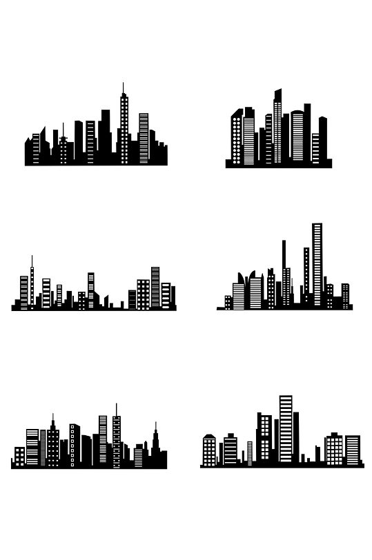 城市群建筑剪影矢量图