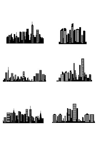 城市群建筑剪影矢量图