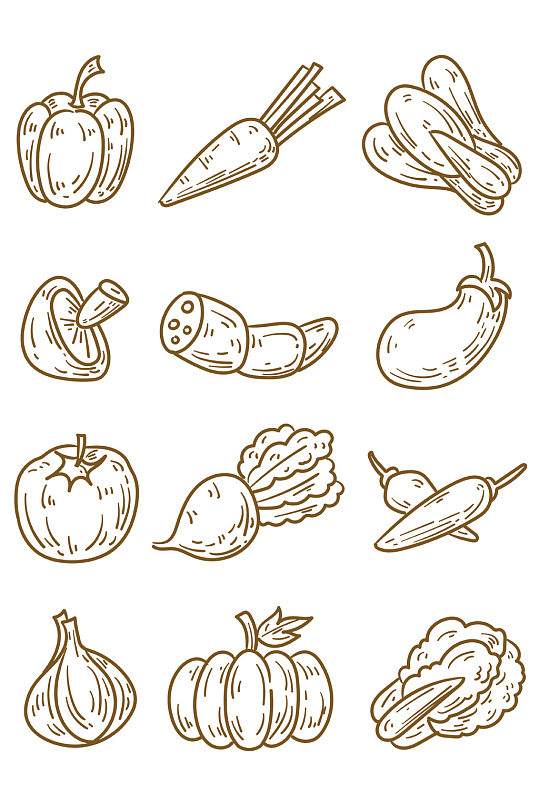 蔬菜线稿元素-蔬菜线稿元素图片-蔬菜线稿元素素材下载-众图网