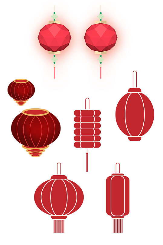 新春大红色灯笼节日元素