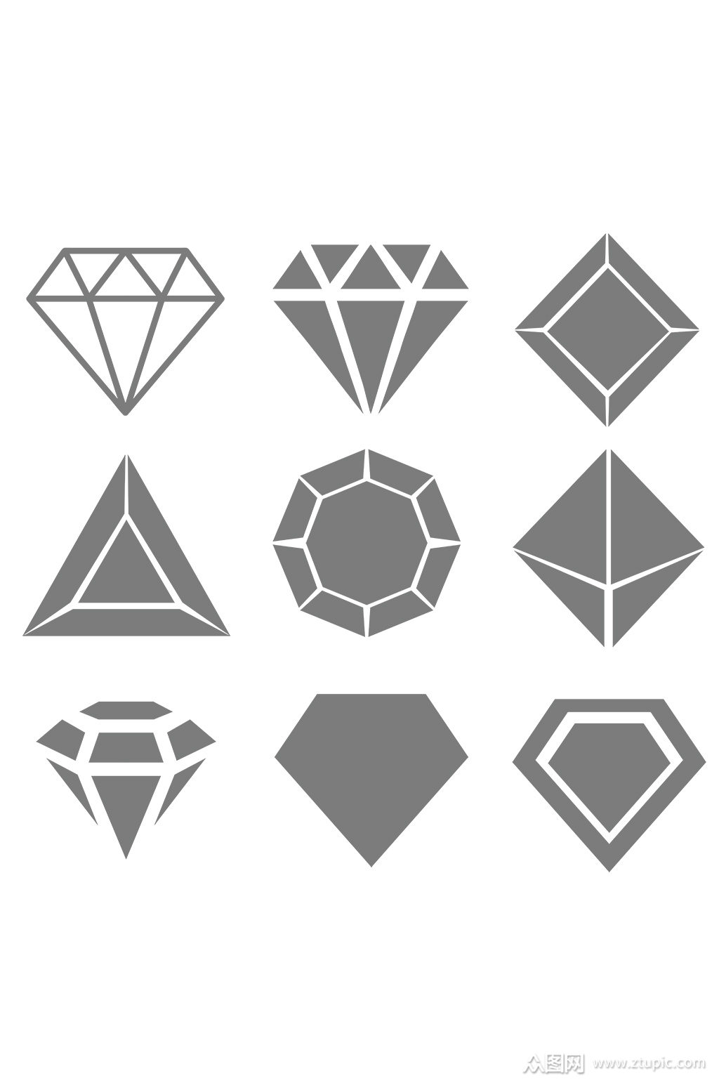 多种扁平化钻石素材元素