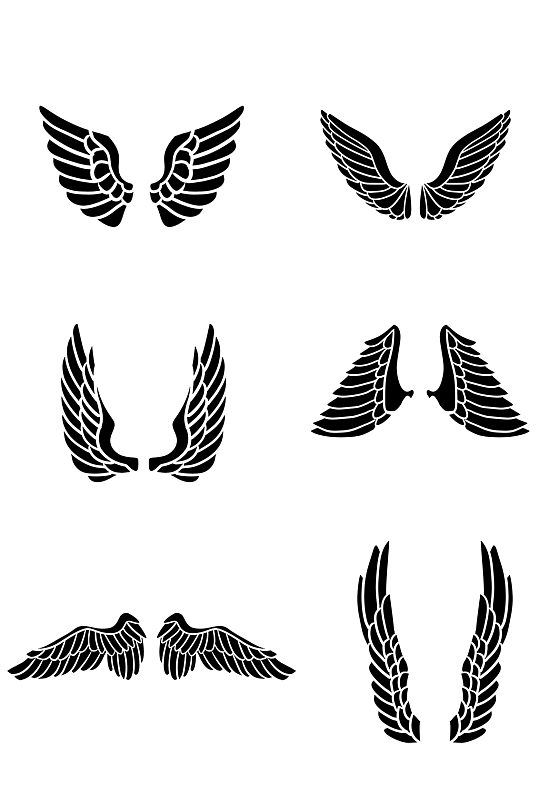 黑色的双翼翅膀矢量素材