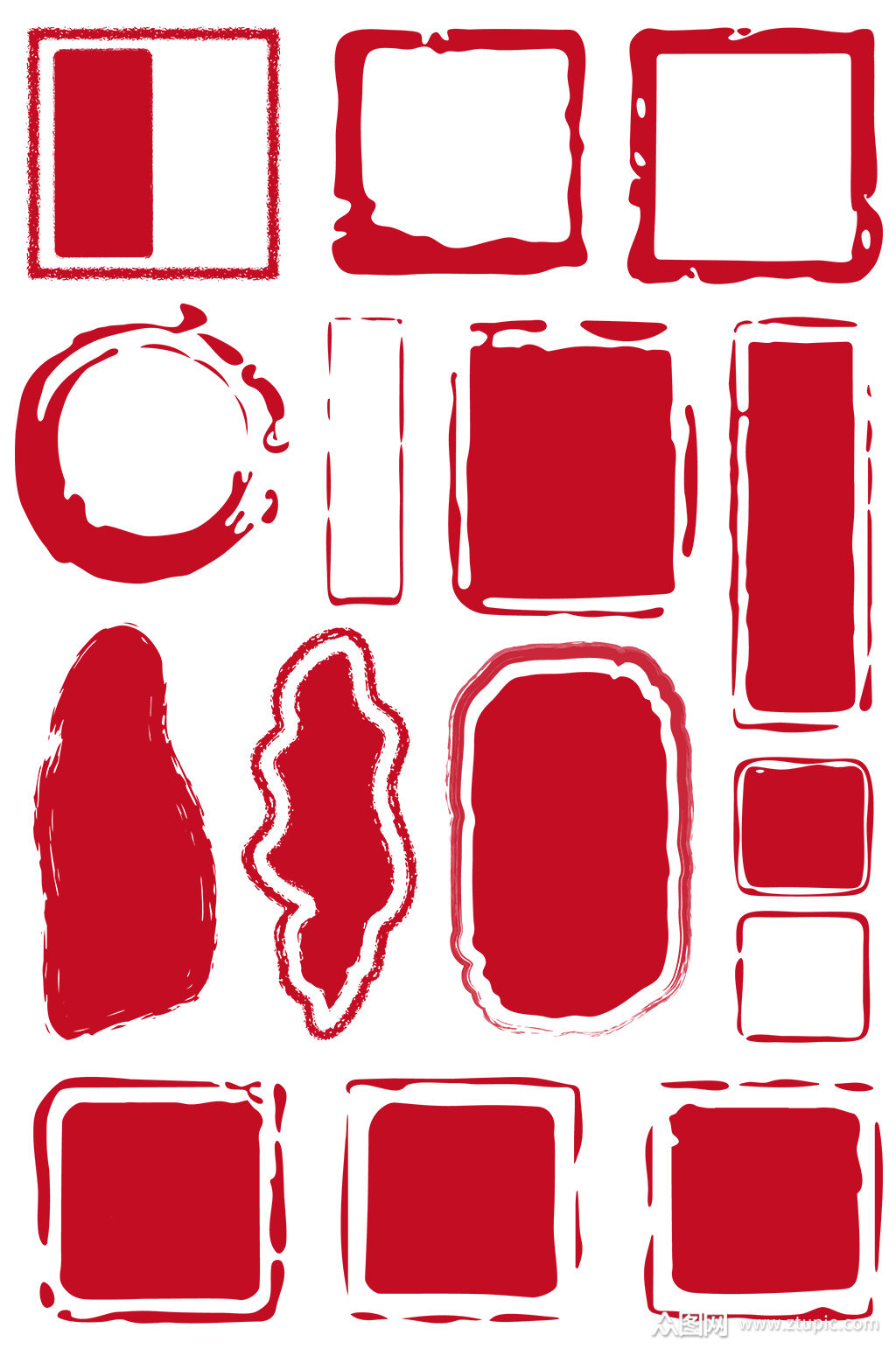 红色中国风古典方形印章模板下载-编号338914-众图网