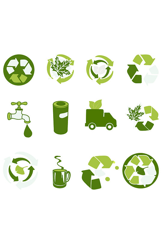 绿色环保矢量ui图标素材-众图网