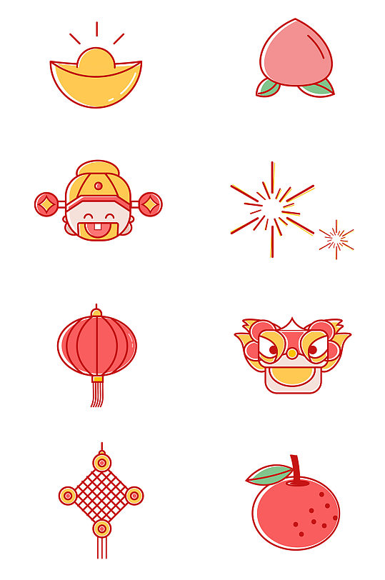 中国传统新年图标元素