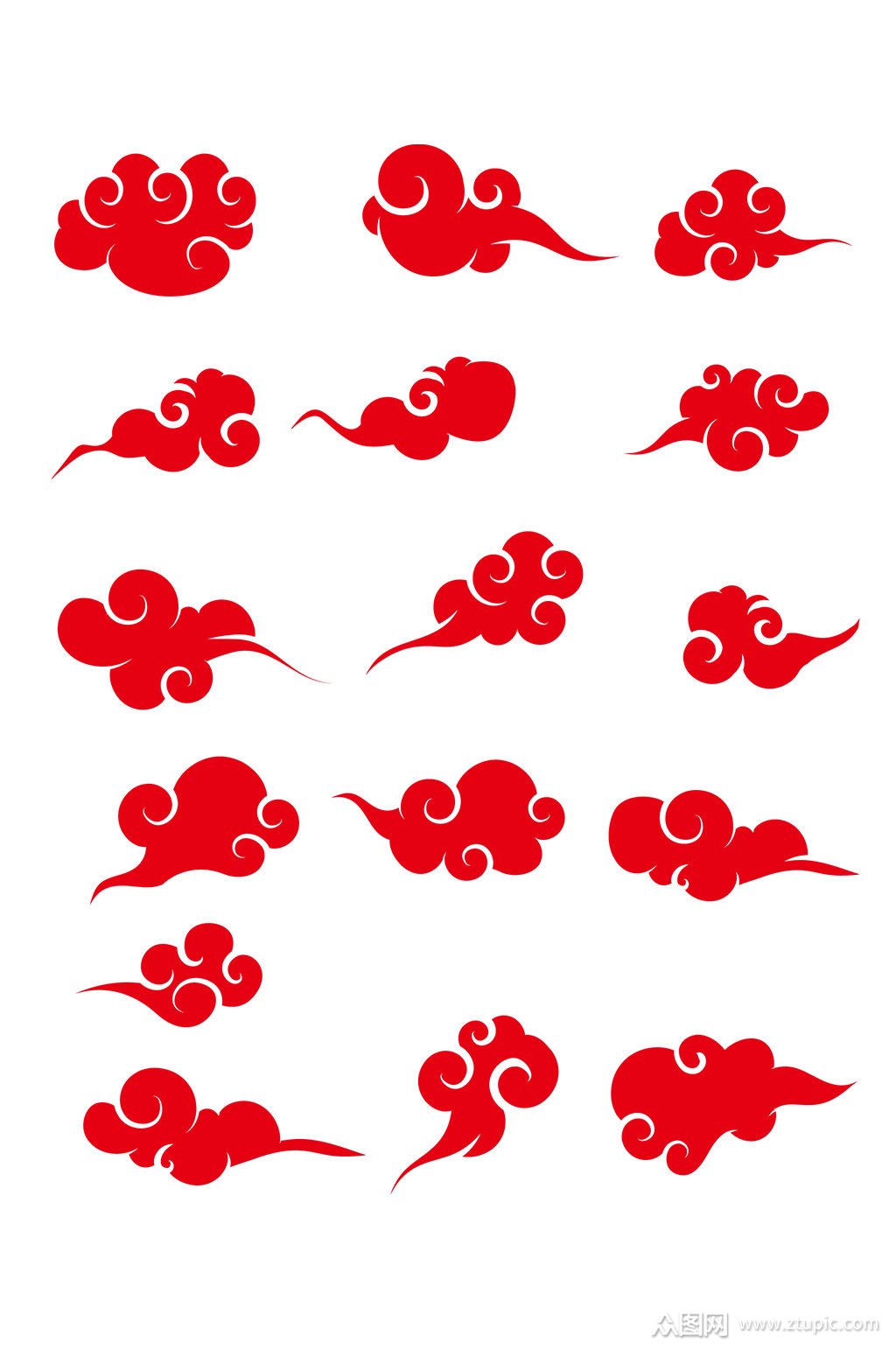 中国风花纹古典红色祥云 祥云矢量图
