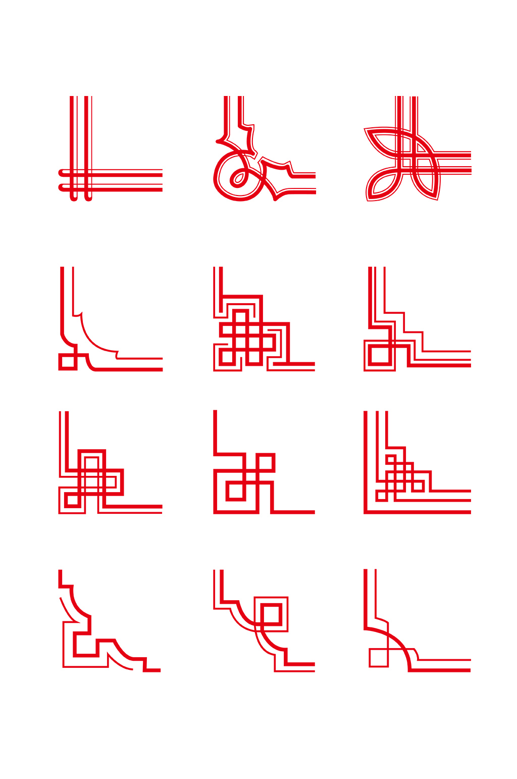 中国红新年古典回形纹边框