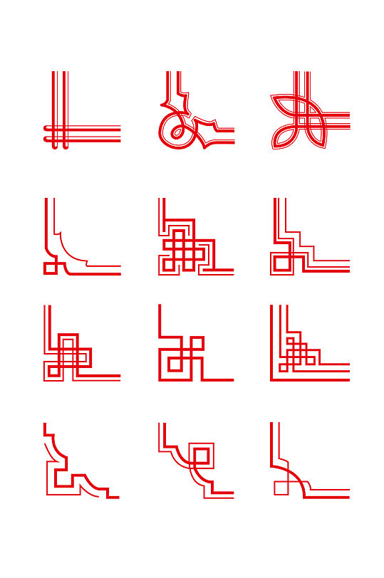 中国红新年古典回形纹边框