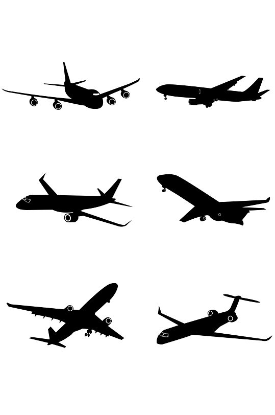 飞机剪影免抠素材