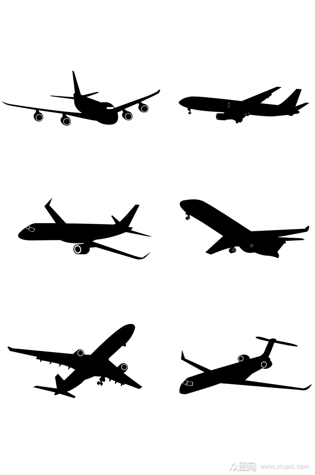飞机剪影免抠素材