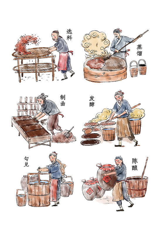 酒文化古法酿酒技术免抠-众图网