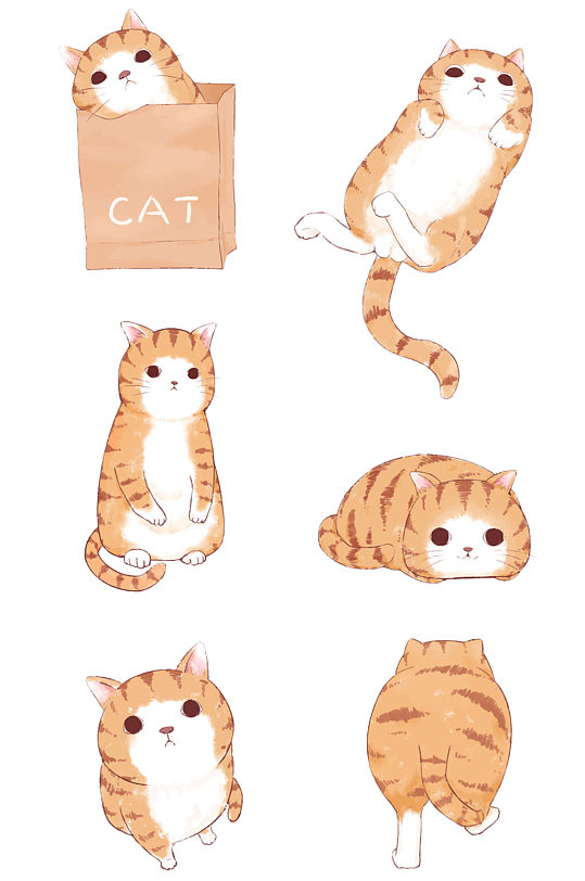 动物元素卡通手绘猫咪橘猫