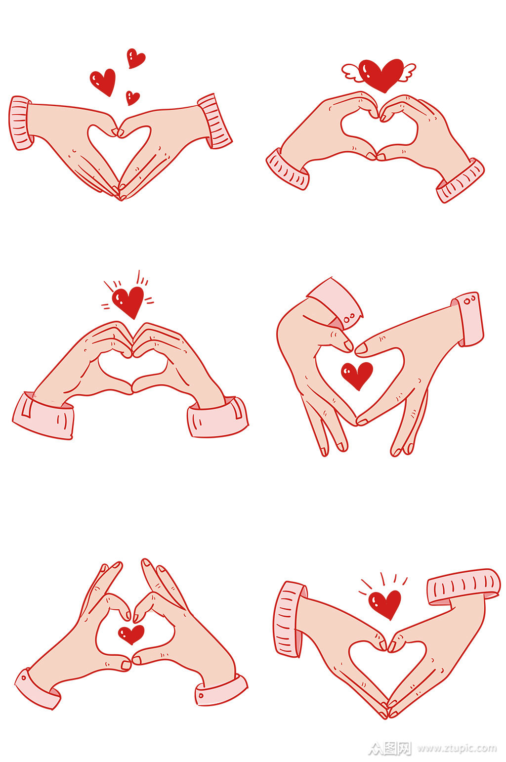 各种比心手势组图免抠