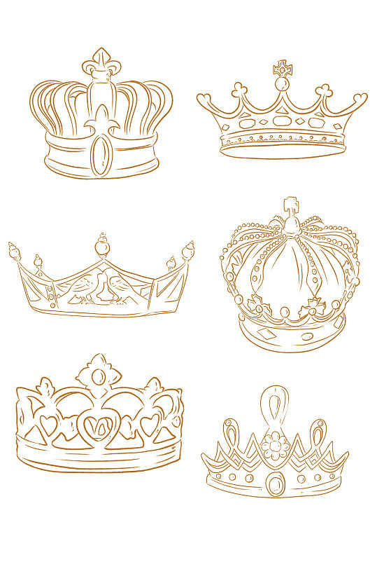 皇冠简易线条矢量免抠