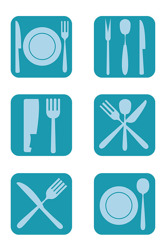 方形餐具图标矢量素材