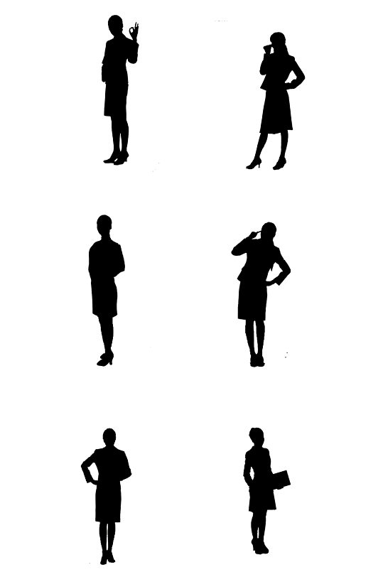 黑白商务人员人物剪影素材