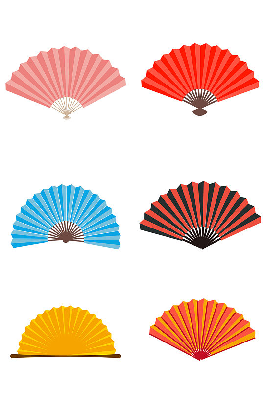 扇子中国风折扇矢量元素-众图网