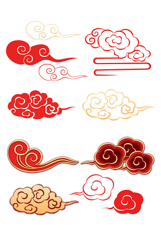 手绘中国传统元素祥云-众图网