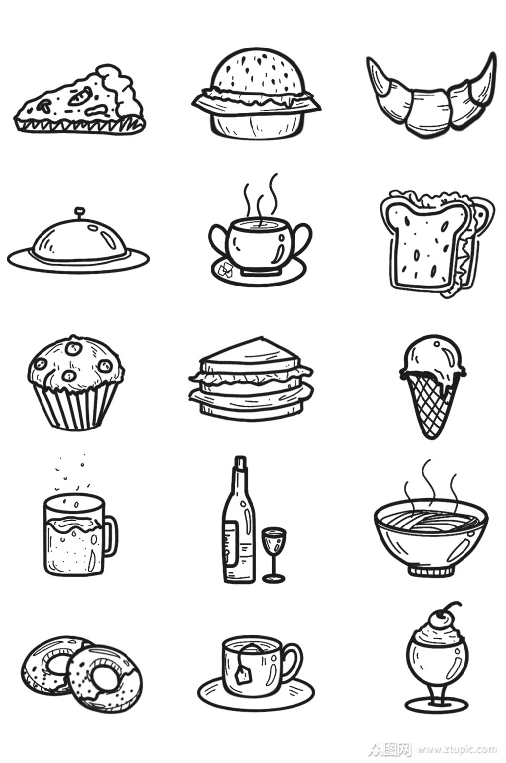 手绘美食简笔画设计元素