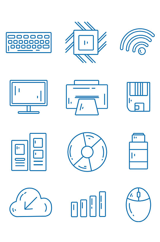 手绘各种电脑图标矢量素材-众图网