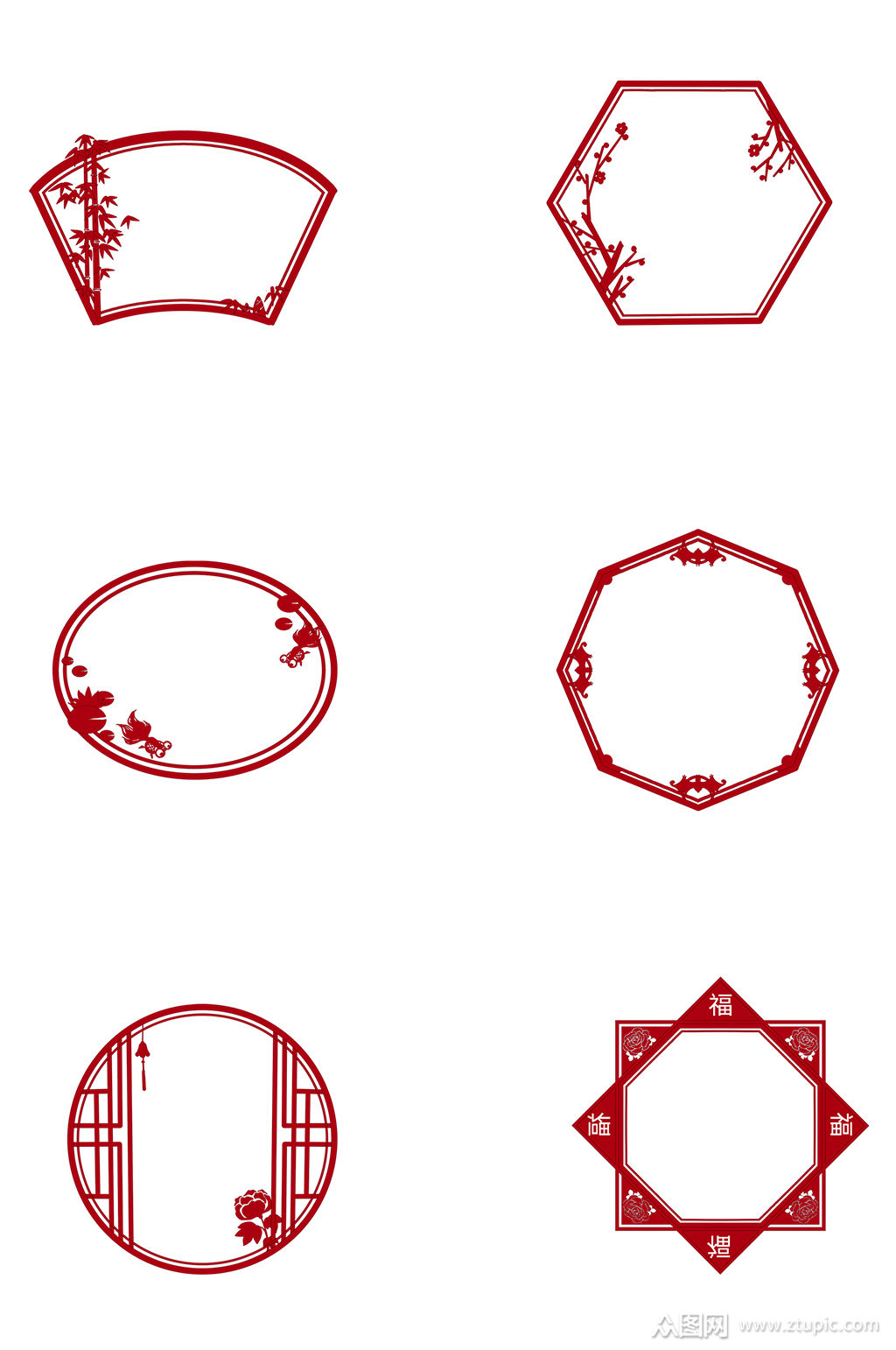 中国风古典红色边框素材