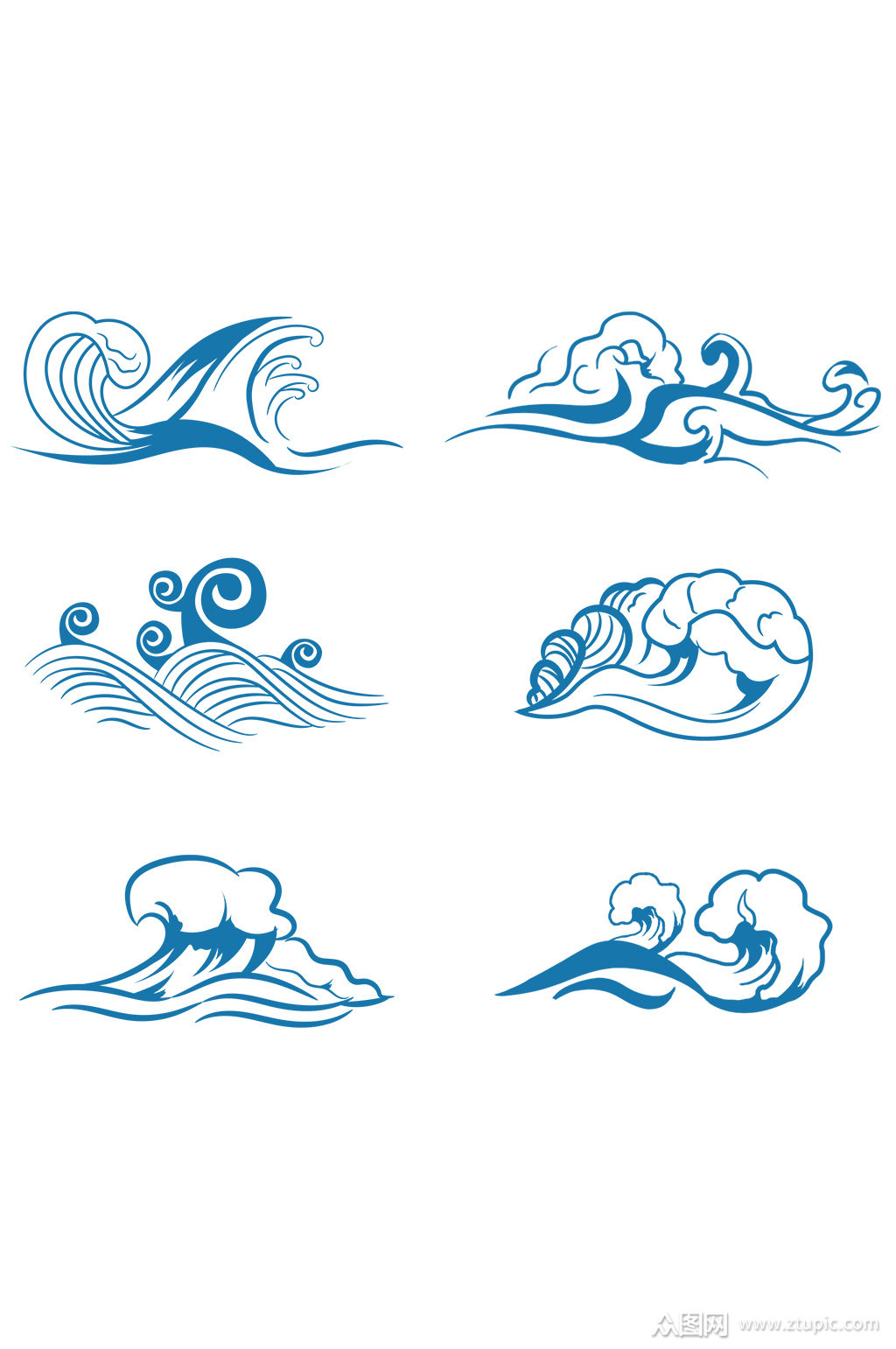浪花标志设计矢量素材海浪蓝色浪花展板