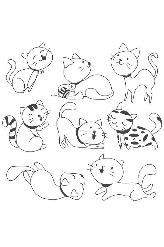 各种猫咪矢量图简笔画