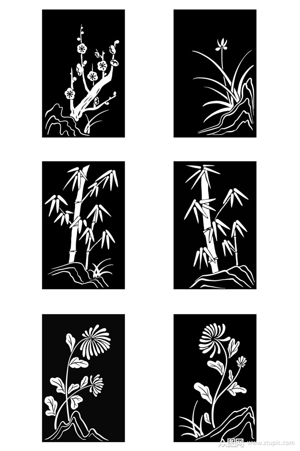 梅兰竹菊免抠素材