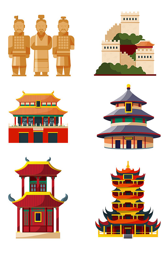 扁平化旅游中國建筑圖片