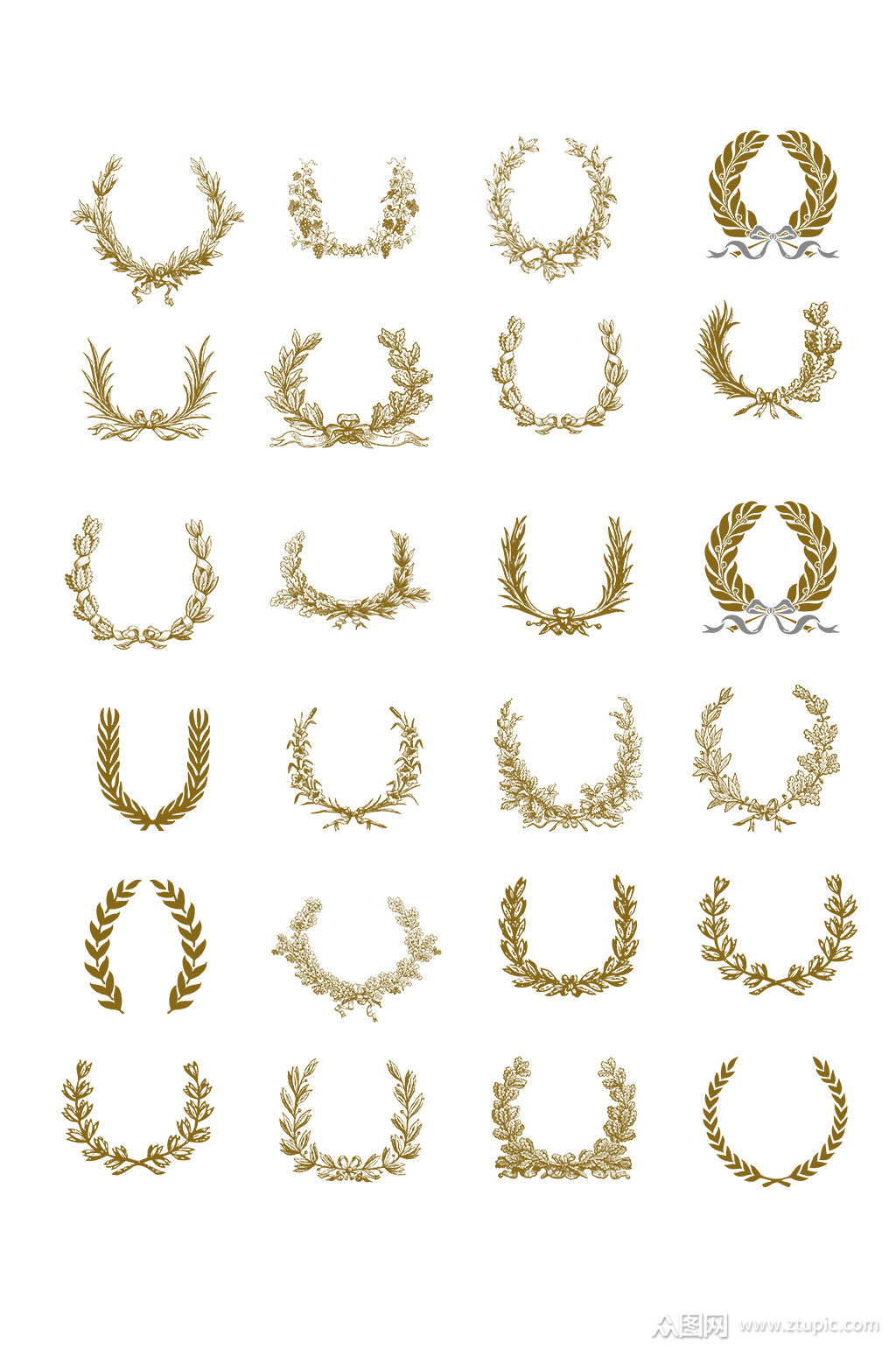 麦穗圆形花纹花边矢量素材元素