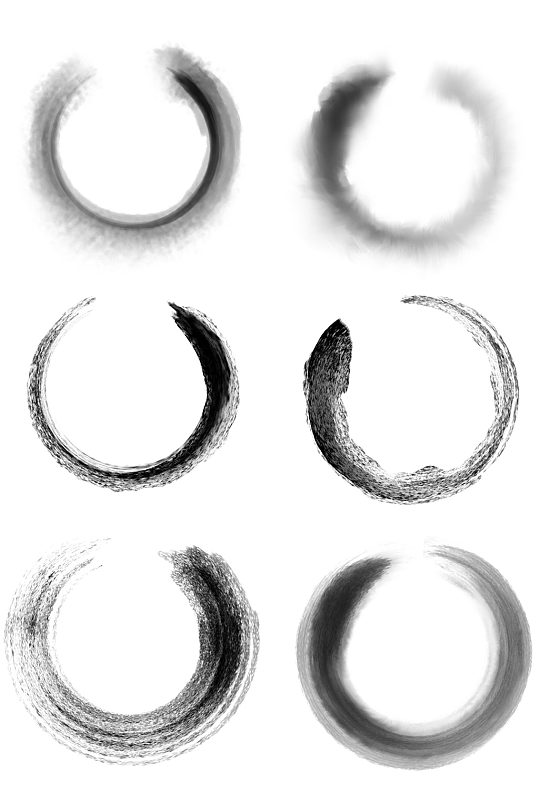 水墨笔触晕染圆圈图片免抠