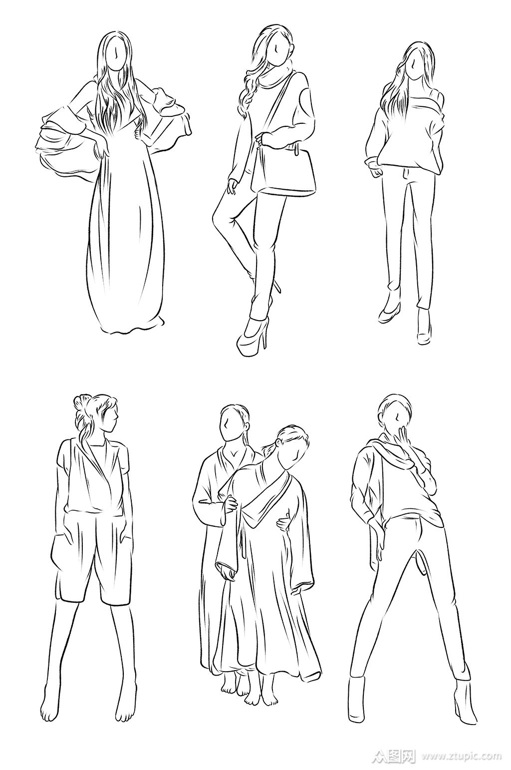 黑白人形图标免抠