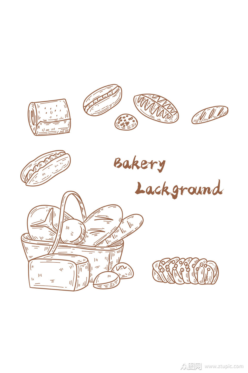 手绘烘焙面包插画免抠