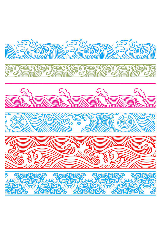 浪花矢量水波纹免抠