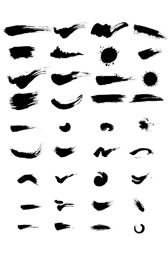 毛笔笔刷黑色笔画笔势-众图网