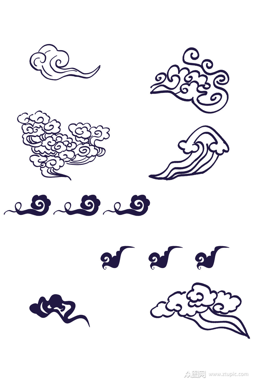 水墨云纹素材图免抠素材