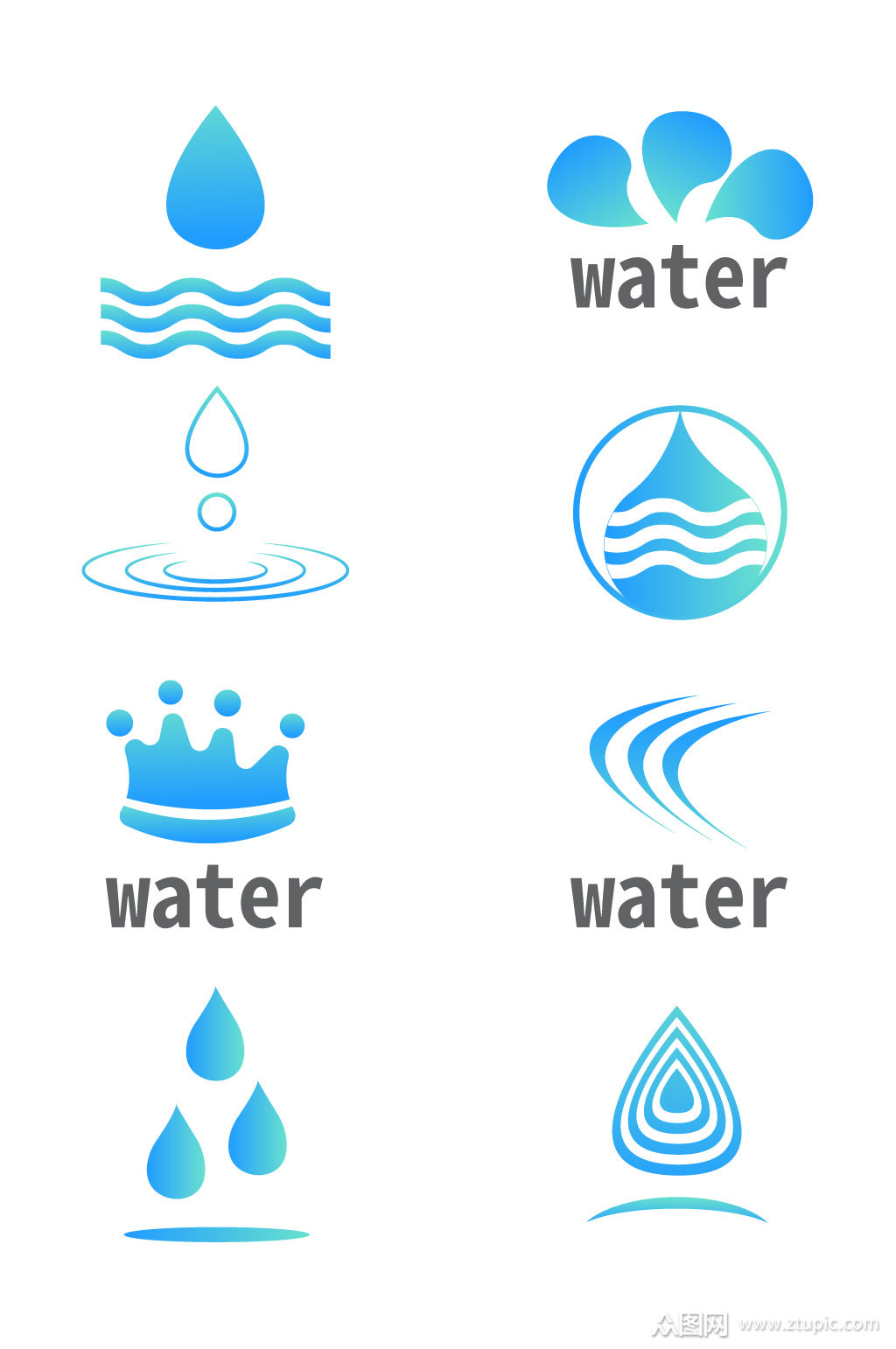 蓝色矢量水资源图标设计